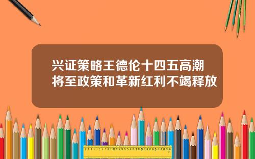兴证策略王德伦十四五高潮将至政策和革新红利不竭释放