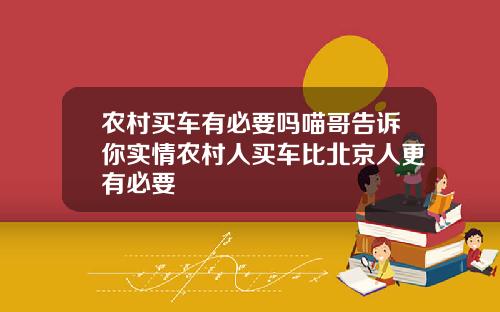 农村买车有必要吗喵哥告诉你实情农村人买车比北京人更有必要