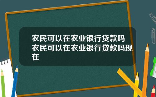 农民可以在农业银行贷款吗农民可以在农业银行贷款吗现在