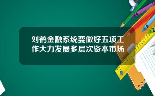 刘鹤金融系统要做好五项工作大力发展多层次资本市场