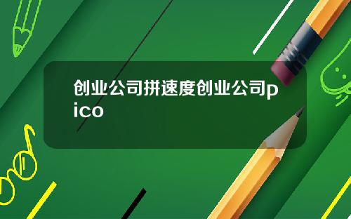 创业公司拼速度创业公司pico