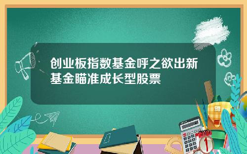 创业板指数基金呼之欲出新基金瞄准成长型股票