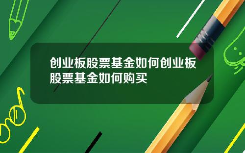 创业板股票基金如何创业板股票基金如何购买