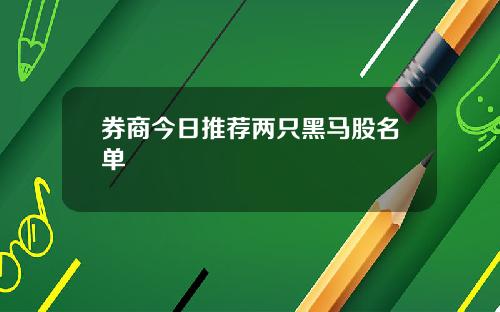 券商今日推荐两只黑马股名单