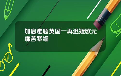 加息难题英国一再迟疑欧元痛苦紧缩