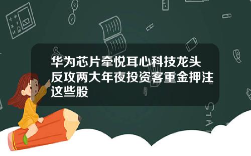 华为芯片牵悦耳心科技龙头反攻两大年夜投资客重金押注这些股
