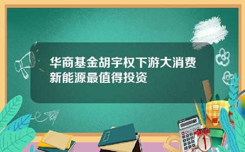 华商基金胡宇权下游大消费新能源最值得投资