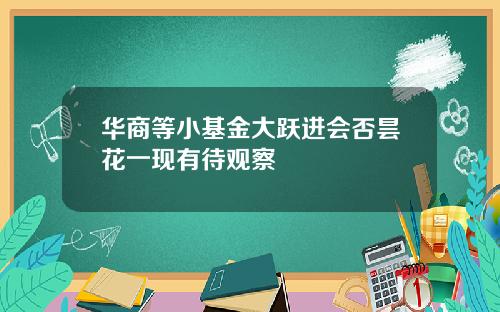 华商等小基金大跃进会否昙花一现有待观察