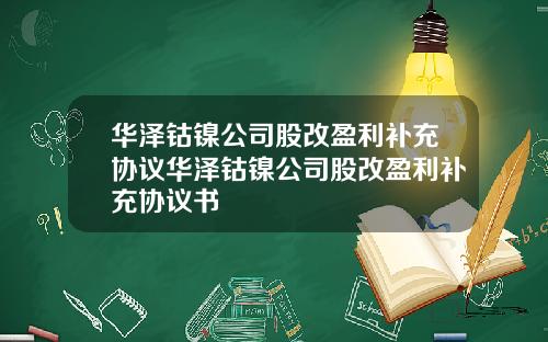 华泽钴镍公司股改盈利补充协议华泽钴镍公司股改盈利补充协议书