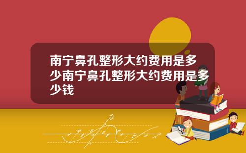 南宁鼻孔整形大约费用是多少南宁鼻孔整形大约费用是多少钱