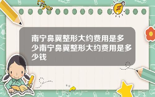 南宁鼻翼整形大约费用是多少南宁鼻翼整形大约费用是多少钱