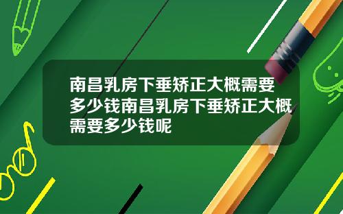 南昌乳房下垂矫正大概需要多少钱南昌乳房下垂矫正大概需要多少钱呢