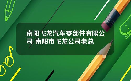 南阳飞龙汽车零部件有限公司 南阳市飞龙公司老总