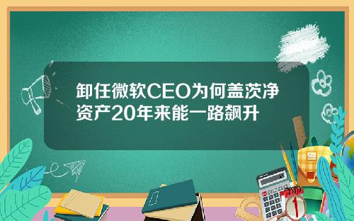 卸任微软CEO为何盖茨净资产20年来能一路飙升