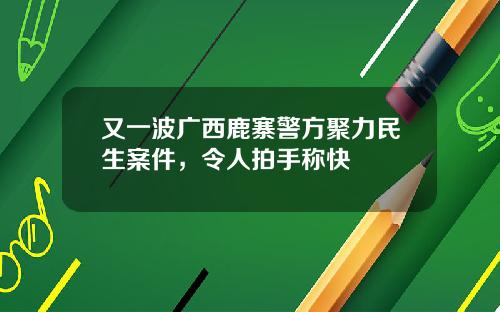 又一波广西鹿寨警方聚力民生案件，令人拍手称快