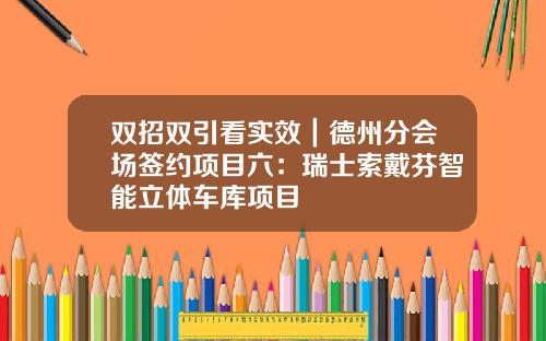 双招双引看实效｜德州分会场签约项目六：瑞士索戴芬智能立体车库项目