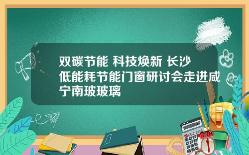 双碳节能 科技焕新 长沙低能耗节能门窗研讨会走进咸宁南玻玻璃