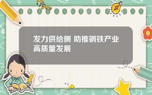 发力供给侧 助推钢铁产业高质量发展