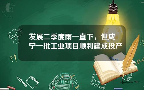发展二季度雨一直下，但咸宁一批工业项目顺利建成投产