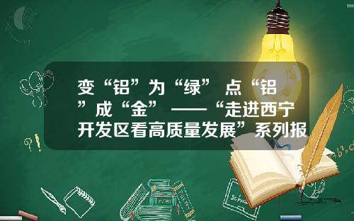变“铝”为“绿” 点“铝”成“金” ——“走进西宁开发区看高质量发展”系列报道之八