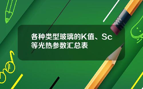 各种类型玻璃的K值、Sc等光热参数汇总表