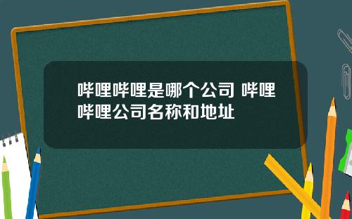 哔哩哔哩是哪个公司 哔哩哔哩公司名称和地址