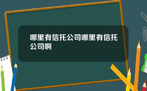 哪里有信托公司哪里有信托公司啊