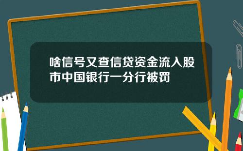 啥信号又查信贷资金流入股市中国银行一分行被罚