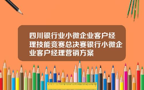 四川银行业小微企业客户经理技能竞赛总决赛银行小微企业客户经理营销方案