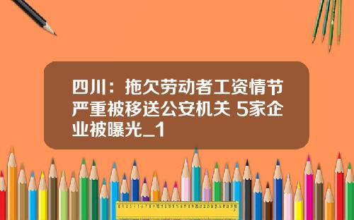 四川：拖欠劳动者工资情节严重被移送公安机关 5家企业被曝光_1