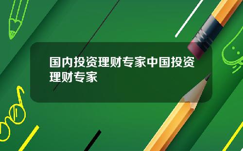 国内投资理财专家中国投资理财专家