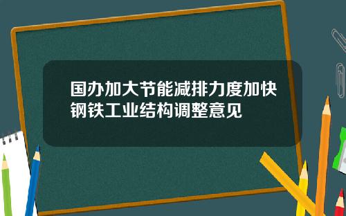 国办加大节能减排力度加快钢铁工业结构调整意见
