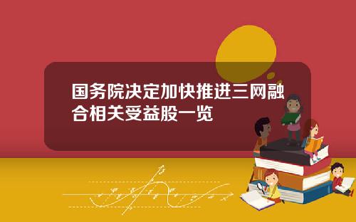 国务院决定加快推进三网融合相关受益股一览