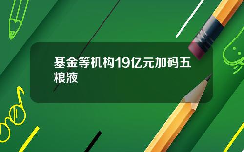 基金等机构19亿元加码五粮液