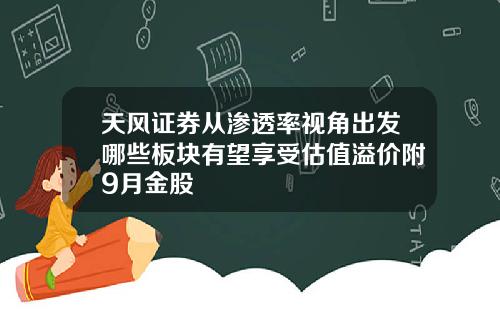 天风证券从渗透率视角出发哪些板块有望享受估值溢价附9月金股