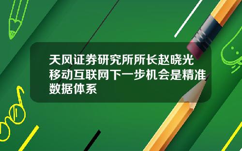 天风证券研究所所长赵晓光移动互联网下一步机会是精准数据体系