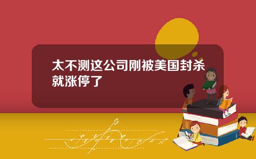 太不测这公司刚被美国封杀就涨停了