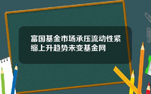 富国基金市场承压流动性紧缩上升趋势未变基金网