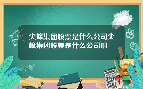尖峰集团股票是什么公司尖峰集团股票是什么公司啊