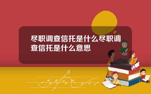 尽职调查信托是什么尽职调查信托是什么意思