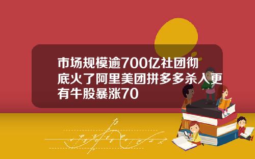 市场规模逾700亿社团彻底火了阿里美团拼多多杀入更有牛股暴涨70
