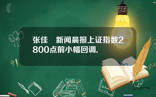 张佳昺新闻晨报上证指数2800点前小幅回调.