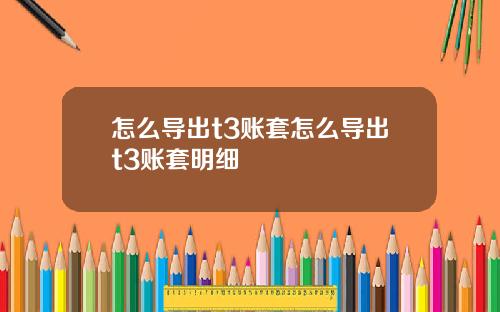怎么导出t3账套怎么导出t3账套明细