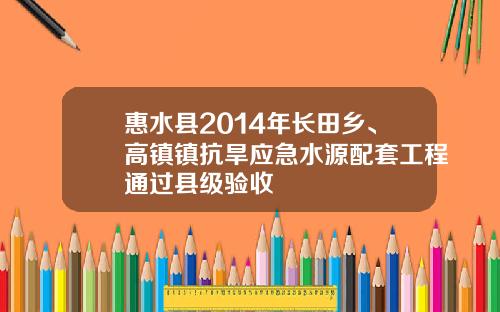 惠水县2014年长田乡、高镇镇抗旱应急水源配套工程通过县级验收