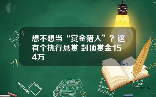 想不想当“赏金猎人”？这有个执行悬赏 封顶赏金154万