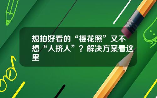 想拍好看的“樱花照”又不想“人挤人”？解决方案看这里