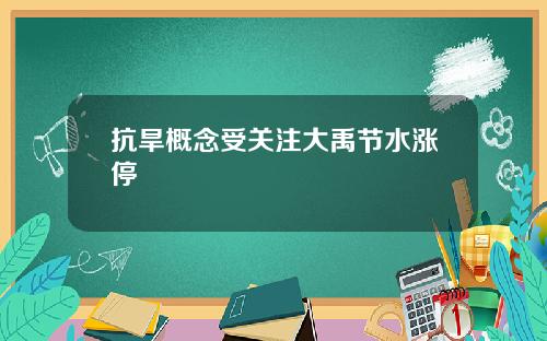 抗旱概念受关注大禹节水涨停