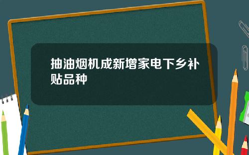 抽油烟机成新增家电下乡补贴品种