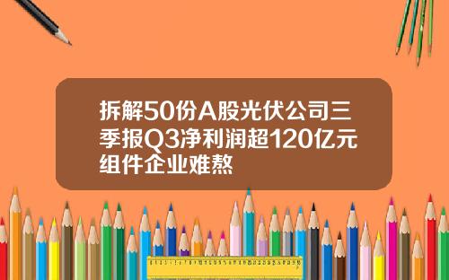 拆解50份A股光伏公司三季报Q3净利润超120亿元组件企业难熬