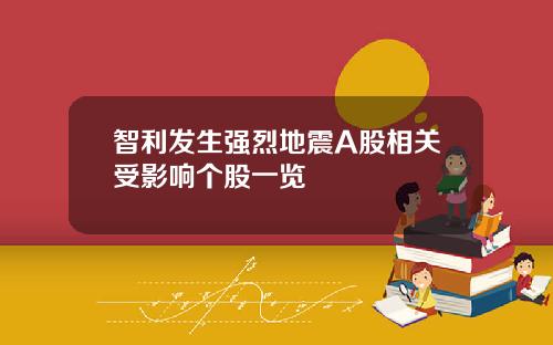 智利发生强烈地震A股相关受影响个股一览